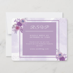 Cartão RSVP Casamento minimalista em aquarela roxa