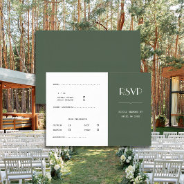 Cartão RSVP Casamento Minimalista Escandinavo Verde Musgo Escu