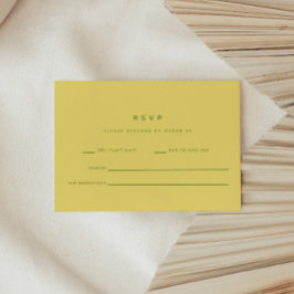 Cartão RSVP Casamento Minimalista Formal Amarelo Limão e Verde