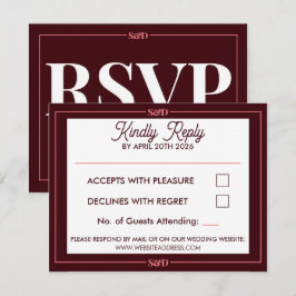 Cartão RSVP Casamento Minimalista Moderno Editável