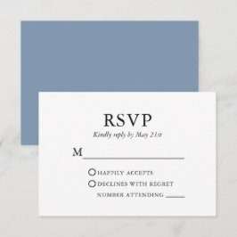 Cartão RSVP Casamento Minimalista Moderno Elegante Dusty Blue