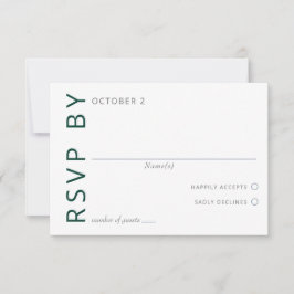 Cartão RSVP Casamento Minimalista Moderno Elegante Verde Elega