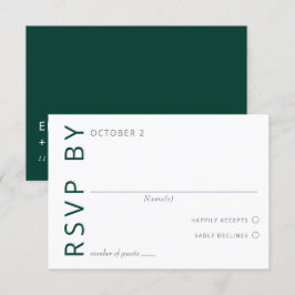 Cartão RSVP Casamento Minimalista Moderno Elegante Verde Elega