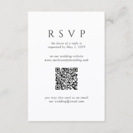 Cartão RSVP Casamento Minimalista Moderno em Preto e Branco co