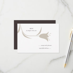 Cartão RSVP Casamento Minimalista Moderno Floral Neutro Grei