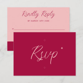Cartão RSVP Casamento Minimalista Moderno Ousado Rosa Fúcsia R