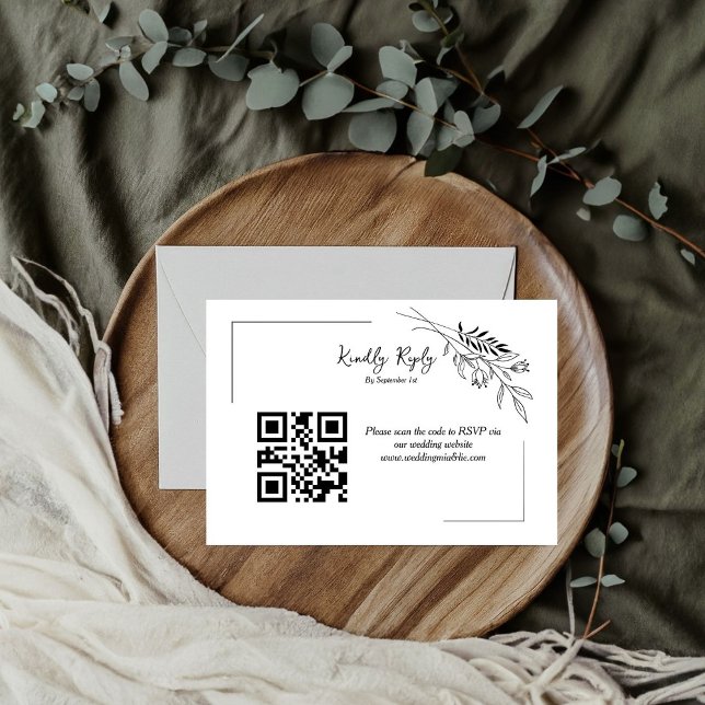 Cartão RSVP Casamento minimalista moderno Por favor, responda (Criador carregado)