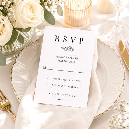 Cartão RSVP Casamento Minimalista Moderno Preto e Branco
