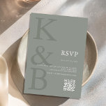 Cartão RSVP Casamento Minimalista Monograma Verde Sage Moderno<br><div class="desc">Crie seus próprios cartões de resposta de casamento personalizados com tipografia de monograma moderna e design gráfico minimalista na cor verde sage.</div>