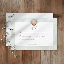 Cartão RSVP Casamento Minimalista na Praia com Aquarela de Con