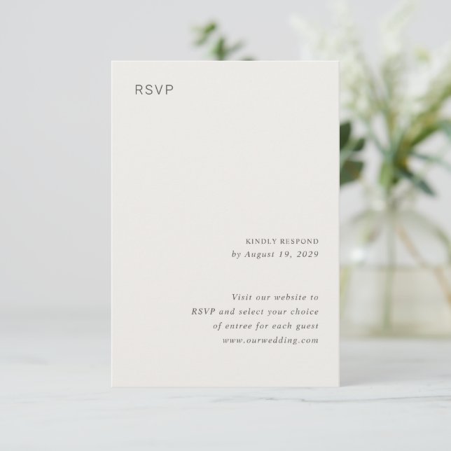 Cartão RSVP Casamento Minimalista Neutro na moda (Em pé/Frente)