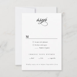 Cartão RSVP Casamento Minimalista Preto e Branco Elegante