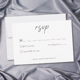 Cartão RSVP Casamento Minimalista Preto e Branco Elegante