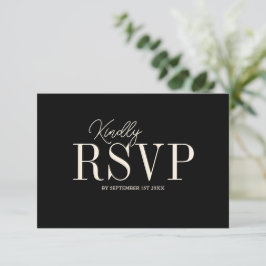 Cartão RSVP Casamento Minimalista Preto Elegante