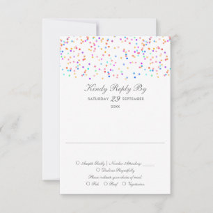 Cartão RSVP Casamento Minimalista Rainbow Confetti