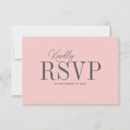 Cartão RSVP Casamento Minimalista Rosa Bege Elegante