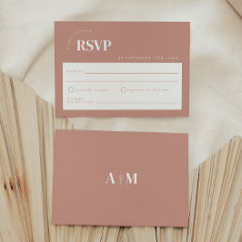 Cartão RSVP Casamento Minimalista Rosa Poeirento