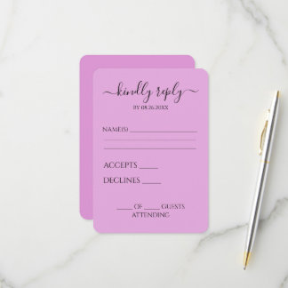 Cartão RSVP Casamento Minimalista Simples Personalizado