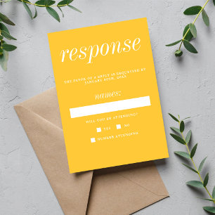 Cartão RSVP Casamento Minimalista Verdadeiro Amarelo Escuro 2