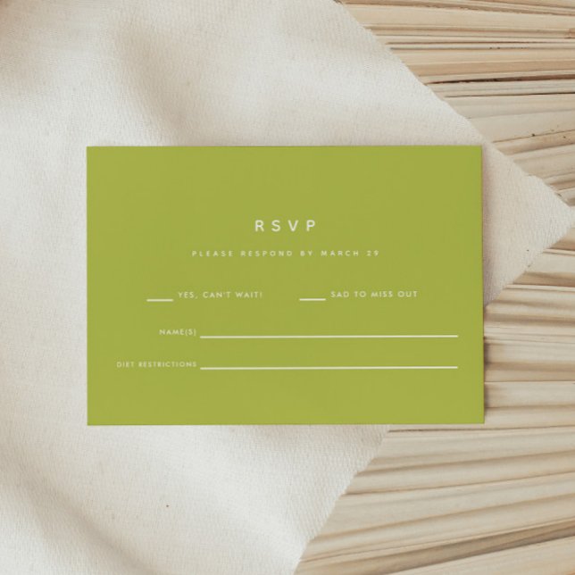 Cartão RSVP Casamento Minimalista Verde Lima Brilhante (Criador carregado)