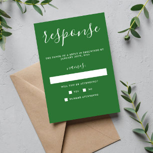 Cartão RSVP Casamento Minimalista Verde-Sombra Verdadeira Simp