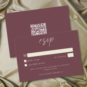 Cartão RSVP Casamento Minimalista Vinho Borgonha Elegante