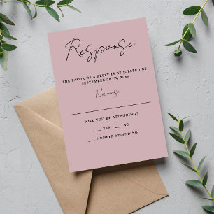 Cartão RSVP Casamento Mínimo à Lua Real Simplicidade 3 Script