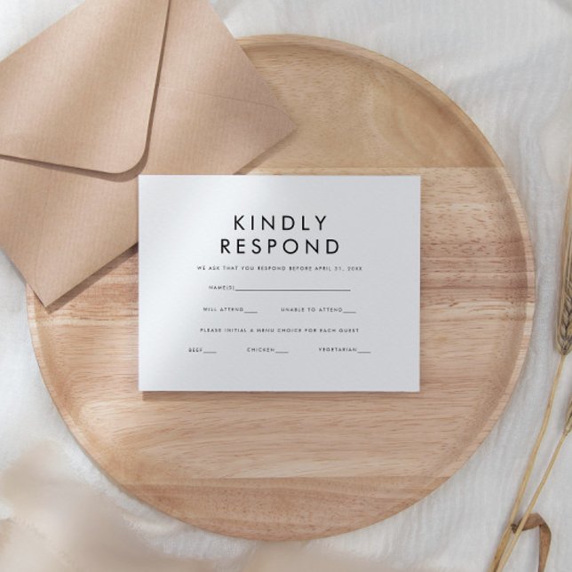 Cartão RSVP Casamento mínimo clássico clássico moderno (Criador carregado)