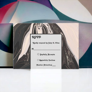 Cartão RSVP Casamento Mínimo Contemporâneo De Arte Negra E Bra