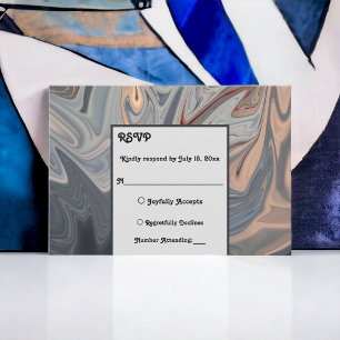 Cartão RSVP Casamento Mínimo de Arte Negra Terracotta Abstrato