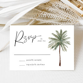 Cartão RSVP Casamento Mínimo de Árvore Palm