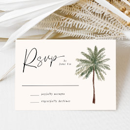 Cartão RSVP Casamento Mínimo de Árvore Palm