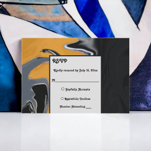 Cartão RSVP Casamento mínimo de boêmia Dourada com a Artsy Abs