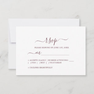 Cartão RSVP Casamento Mínimo de Burgundy do Script Chic