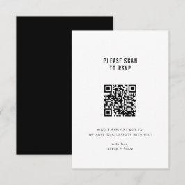Cartão RSVP Casamento mínimo de código QR online preto branco 