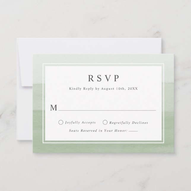 Cartão RSVP Casamento Mínimo de Cor Verde de Água (Frente)