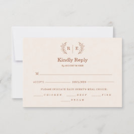 Cartão RSVP Casamento Mínimo de Ferida Botânica Monograma