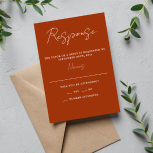 Cartão RSVP Casamento Mínimo de Ferrugem com Simplicidade 3 Ve