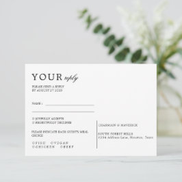 Cartão RSVP Casamento mínimo de manuscritos negros e brancos