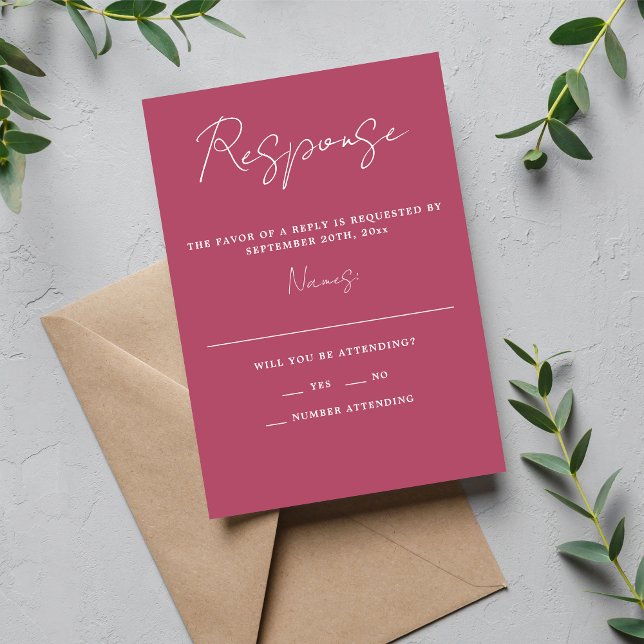Cartão RSVP Casamento Mínimo de Morango com Simplicidade 3 Scr (Criador carregado)