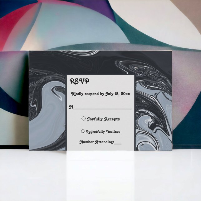 Cartão RSVP Casamento Mínimo De Pintura De Abstrato Branco E P (Criador carregado)