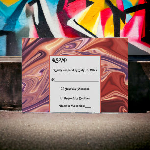 Cartão RSVP Casamento Mínimo de Pintura de Óleo de Lava Abstra