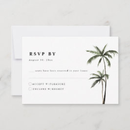 Cartão RSVP Casamento Mínimo de Praia da Ilha Tropical Palm Tr