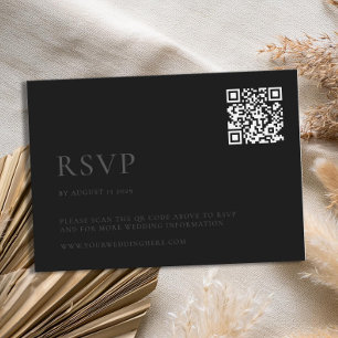 Cartão RSVP Casamento Mínimo de Preto de Matte Moderno