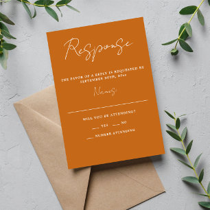 Cartão RSVP Casamento Mínimo de Pumpkin com Simplicidade 3 Ver