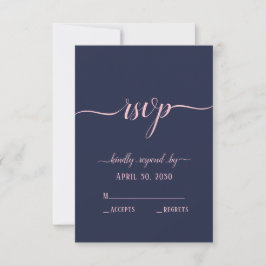 Cartão RSVP Casamento Mínimo de Script Rosa-Rosa Elegante Mari