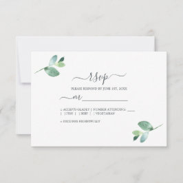 Cartão RSVP Casamento Mínimo do Eucalyptus Foliage em Script C