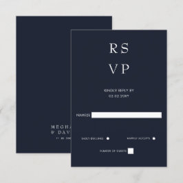 Cartão RSVP Casamento Mínimo Elegante de Marinhos Modernos Sim