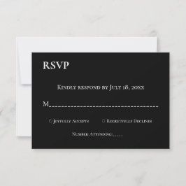 Cartão RSVP Casamento Mínimo Elegante De Monograma Branco E Pr