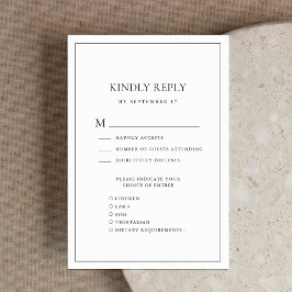 Cartão RSVP Casamento Mínimo Elegante Negro e Branco
